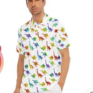 Obnoxious Golf The Dino 8 way stretch Golf Polo Shirt Size L